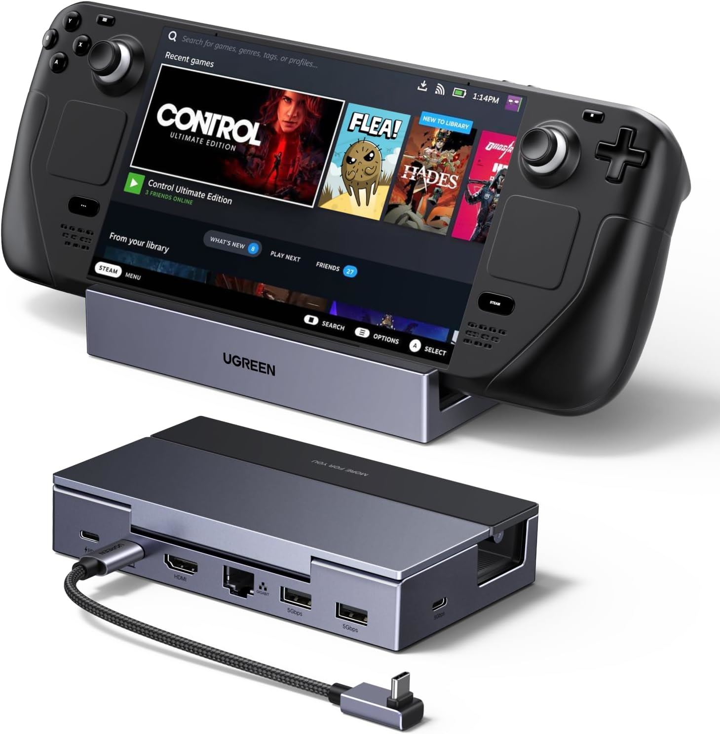 UGREEN Dock 6 en 1 para Steam Deck y ROG Ally con HDMI 4K@120Hz y 100W PD