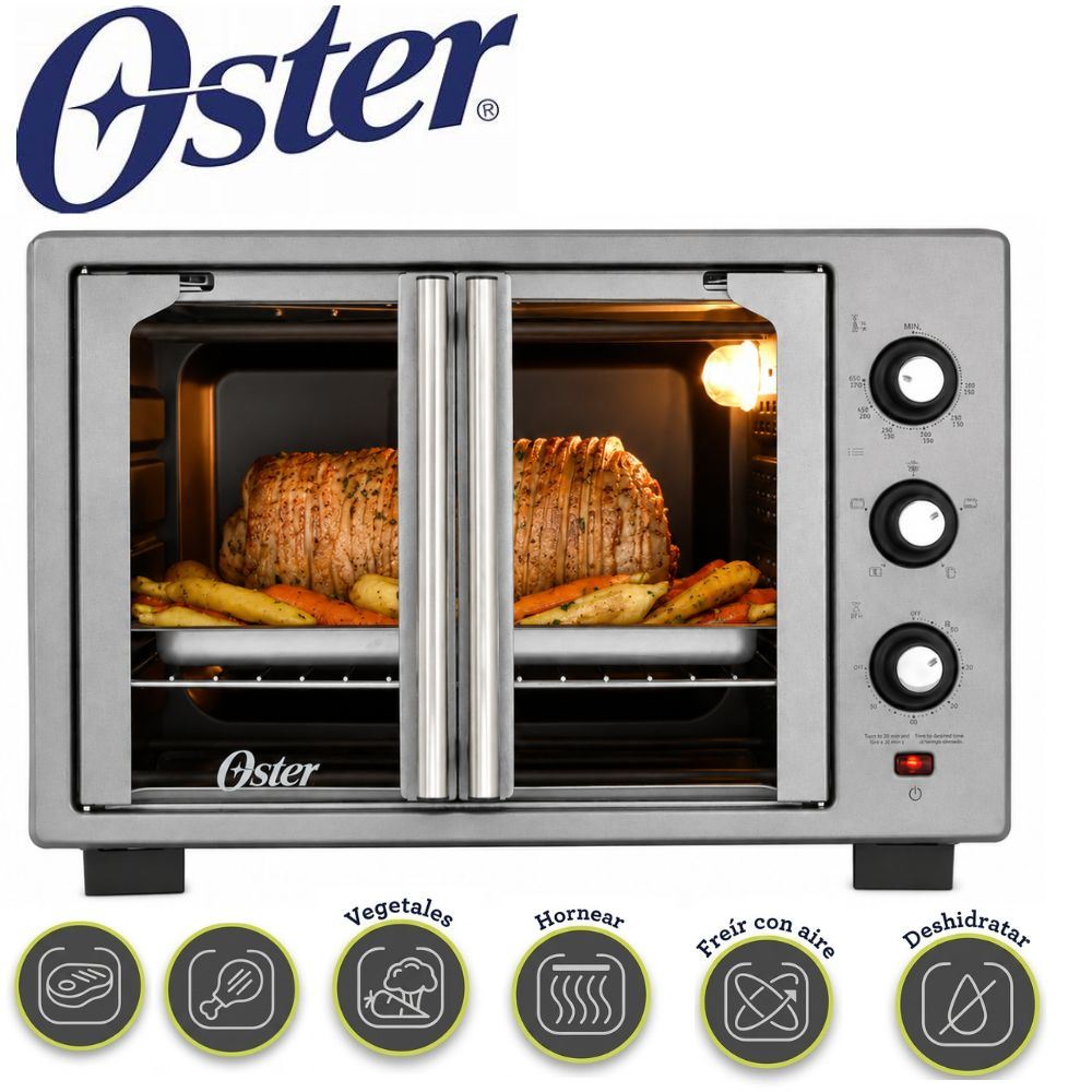 Horno Oster TSSTTV35FDMAFNS-053 con freidora de aire de 35 litros, puertas francesas