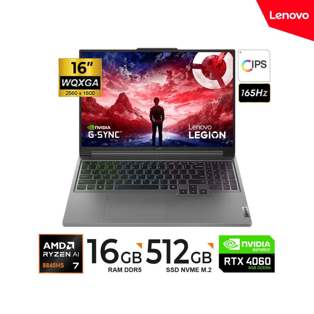 LAPTOP LENOVO LEGION SLIM 5 RYZEN 7-8845HS 16" WQXGA (2560x1600) IPS 16GB 512GB SSD RTX 4060 8GB