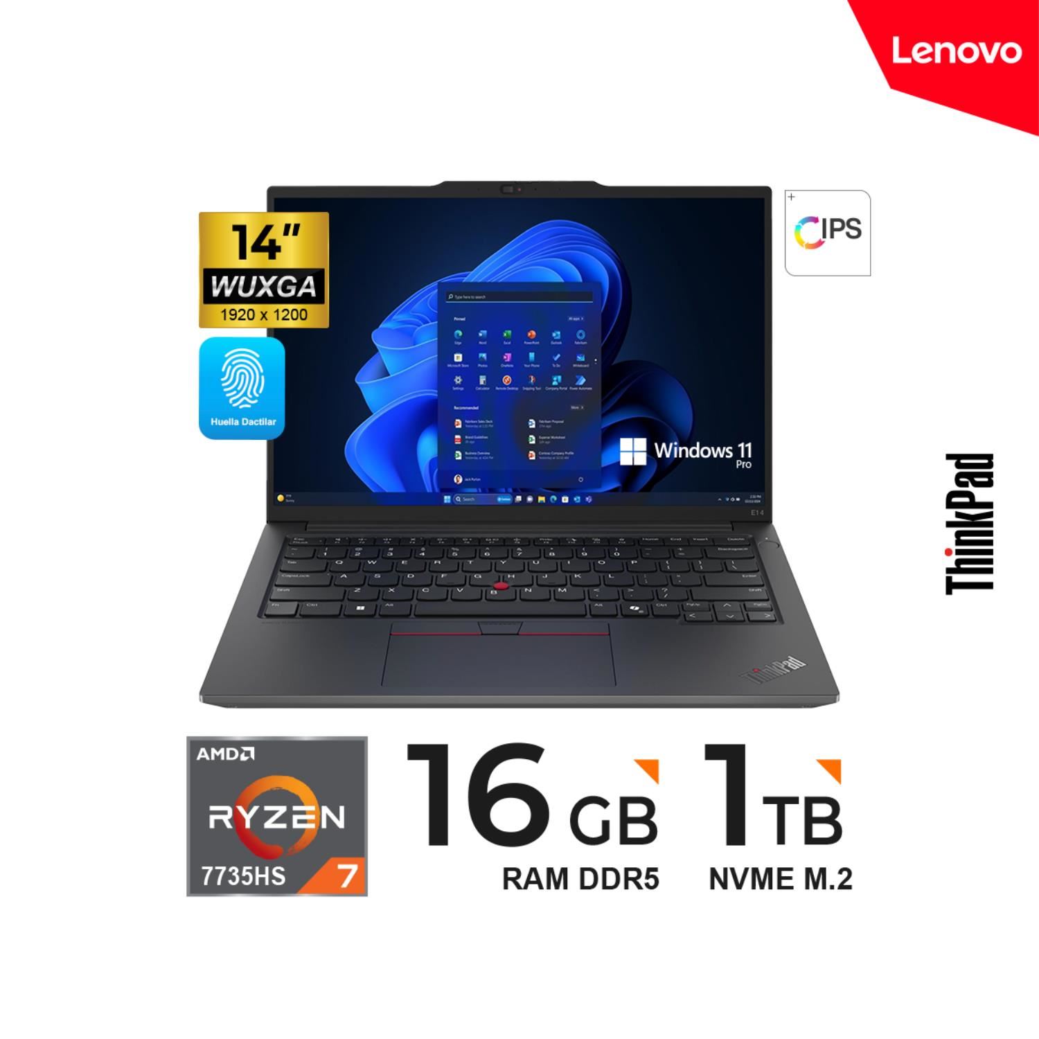 Lenovo ThinkPad E14 Gen 6 - 14", AMD Ryzen 7 7735HS /16GB RAM/1TB SSD/Negro/ Windows 11 Pro