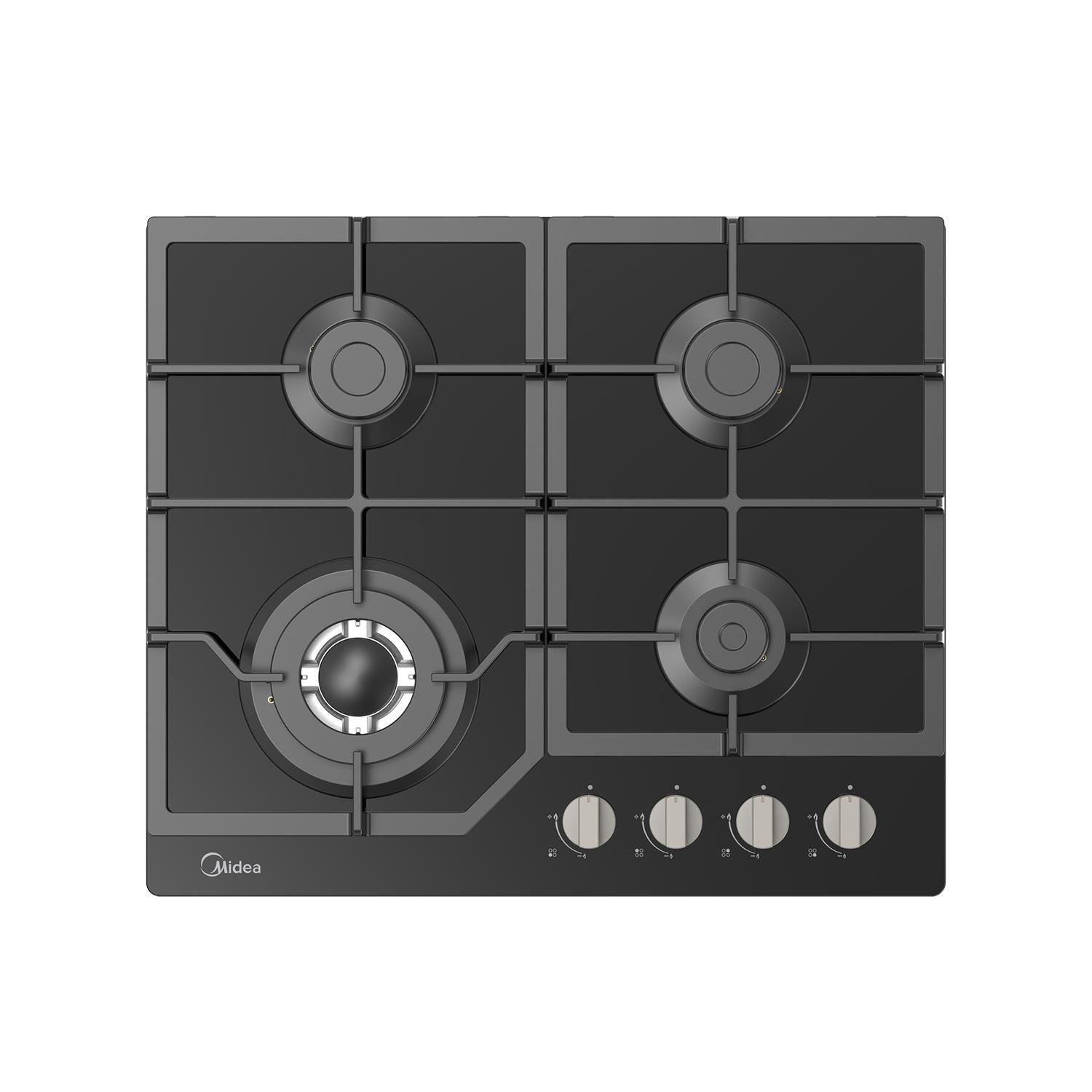 Cocina Empotrable 24" (60 cm) 4 Quemadores Vidrio Templado Negro Midea