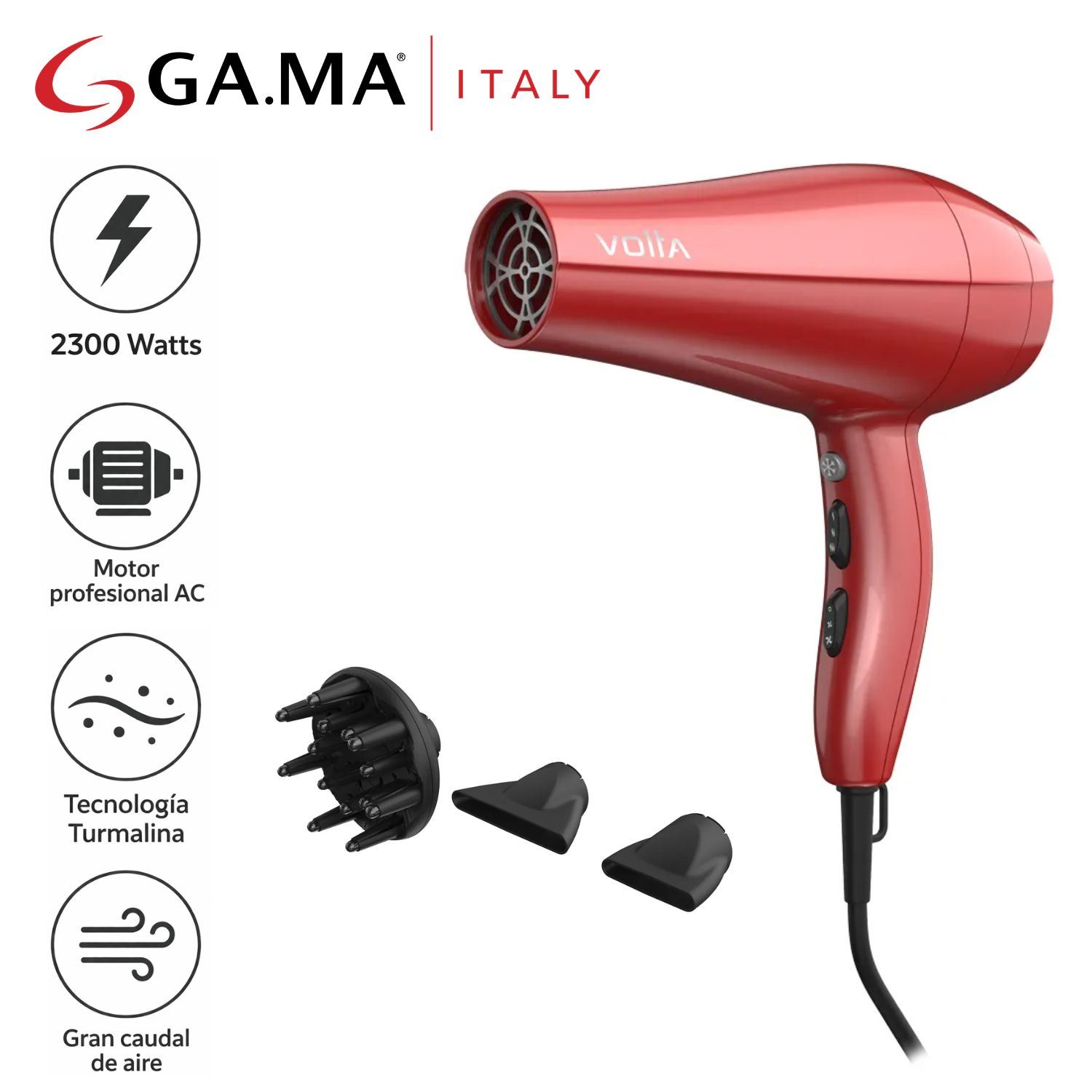 Secadora Profesional GAMA BECHD0000002167 MOTOR AC  2300W Rojo