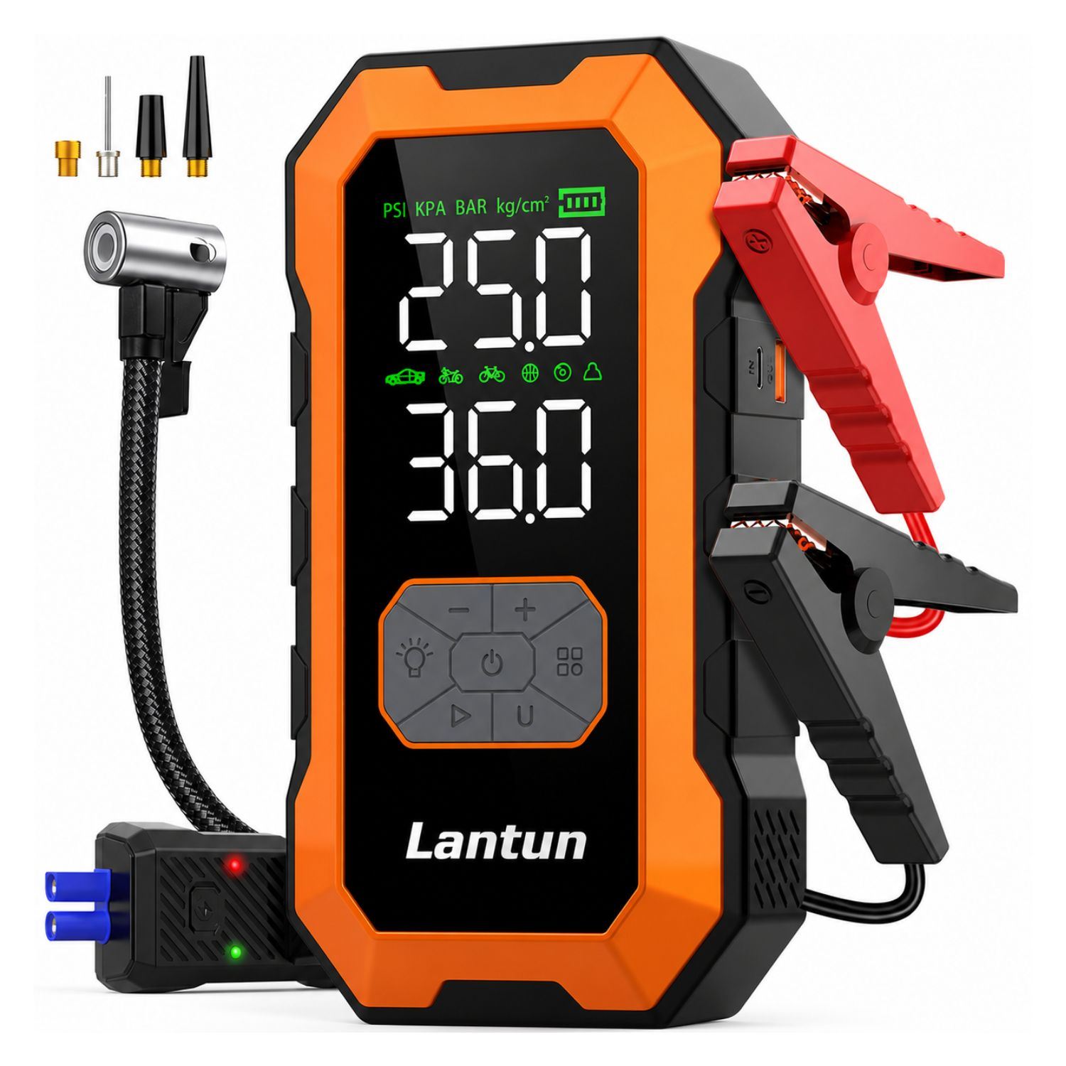 Arrancador de Batería 1500A con Compresor de Aire 150 PSI Power Bank 10000mAh 4 en 1