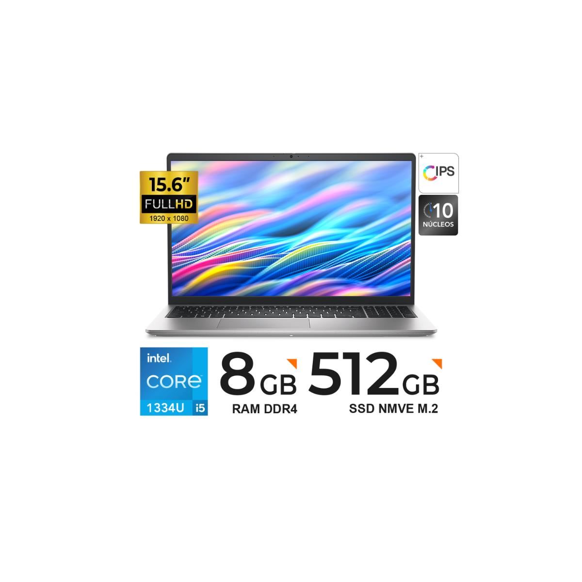 LAPTOP DELL 15 DC15250 15.6 I5-1334U 8GB DDR4 512GB SSD FHD 1920 x 1080 FREEDOS