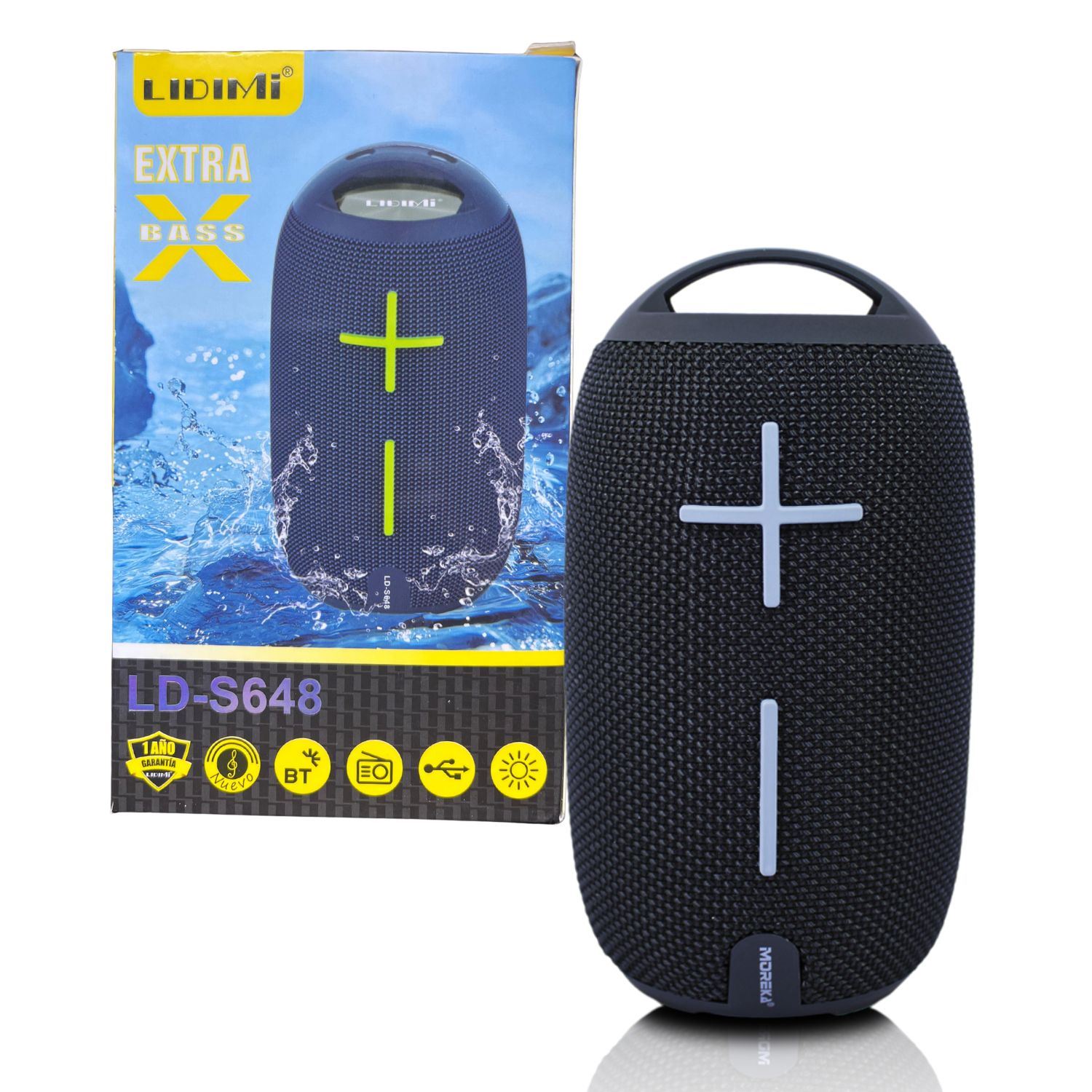 Parlante Portátil Bluetooth 10W Lidimi LD-S648 con X-Bass, IPX6, Radio FM, Batería 10h y Wireless Dual Sound