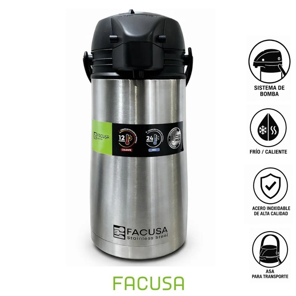 Termo Facusa Invictus 1,9 Lt Interior de Acero inoxidable con Sifon
