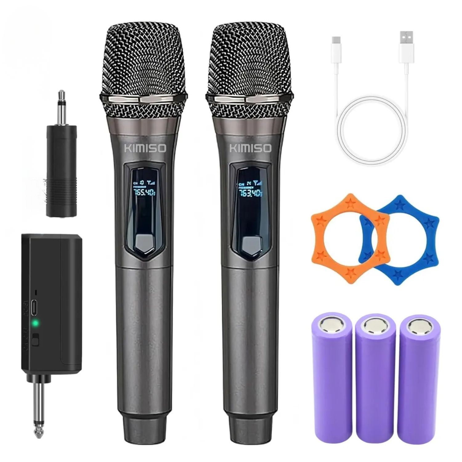 Micrófonos inalámbricos UHF profesionales Kimiso KMS-902MC con DSP antirruido, batería USB-C y alcance 40 m