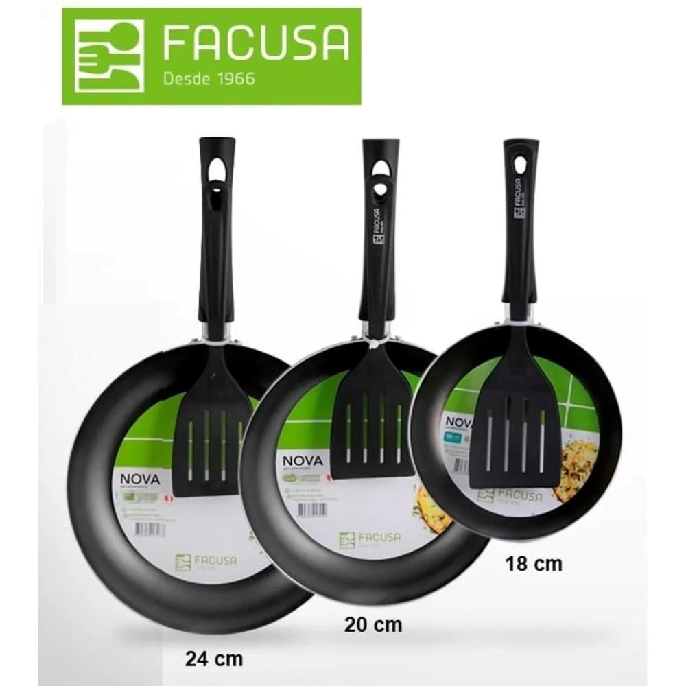 Set de Sartenes Facusa  24cm  ,20 cm y  18  cm C/ Espatulas
