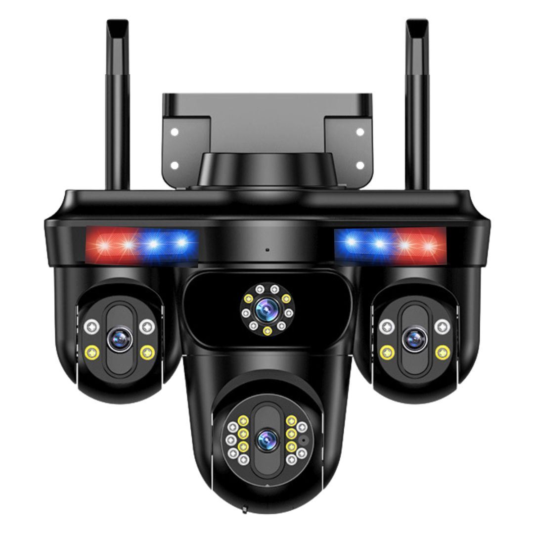 Cámara de Seguridad WiFi PTZ 360° Triple Lente UHD con Zoom 10X Visión Nocturna Audio y Sirena