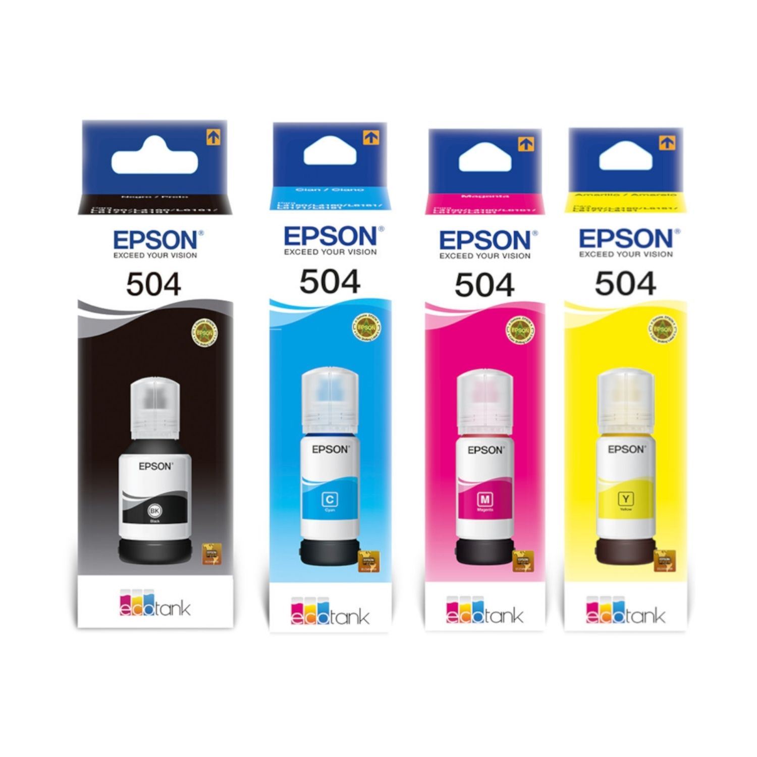 Pack de 4 tintas Originales Epson T504 Negro Cian Magenta y Amarillo