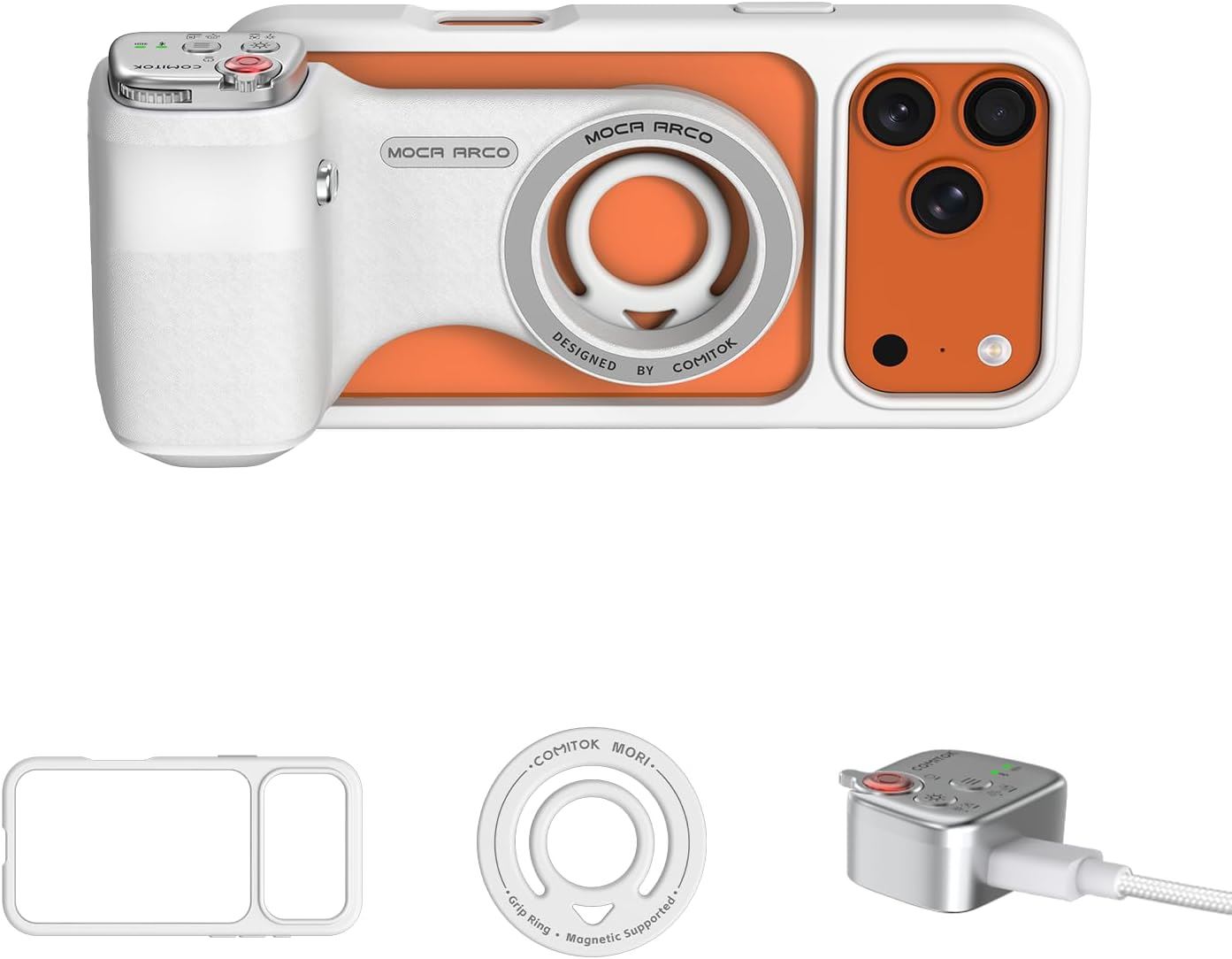 COMITOK MOCA ARCO Grip Cámara para iPhone 17 Pro Max con Funda y Control Remoto