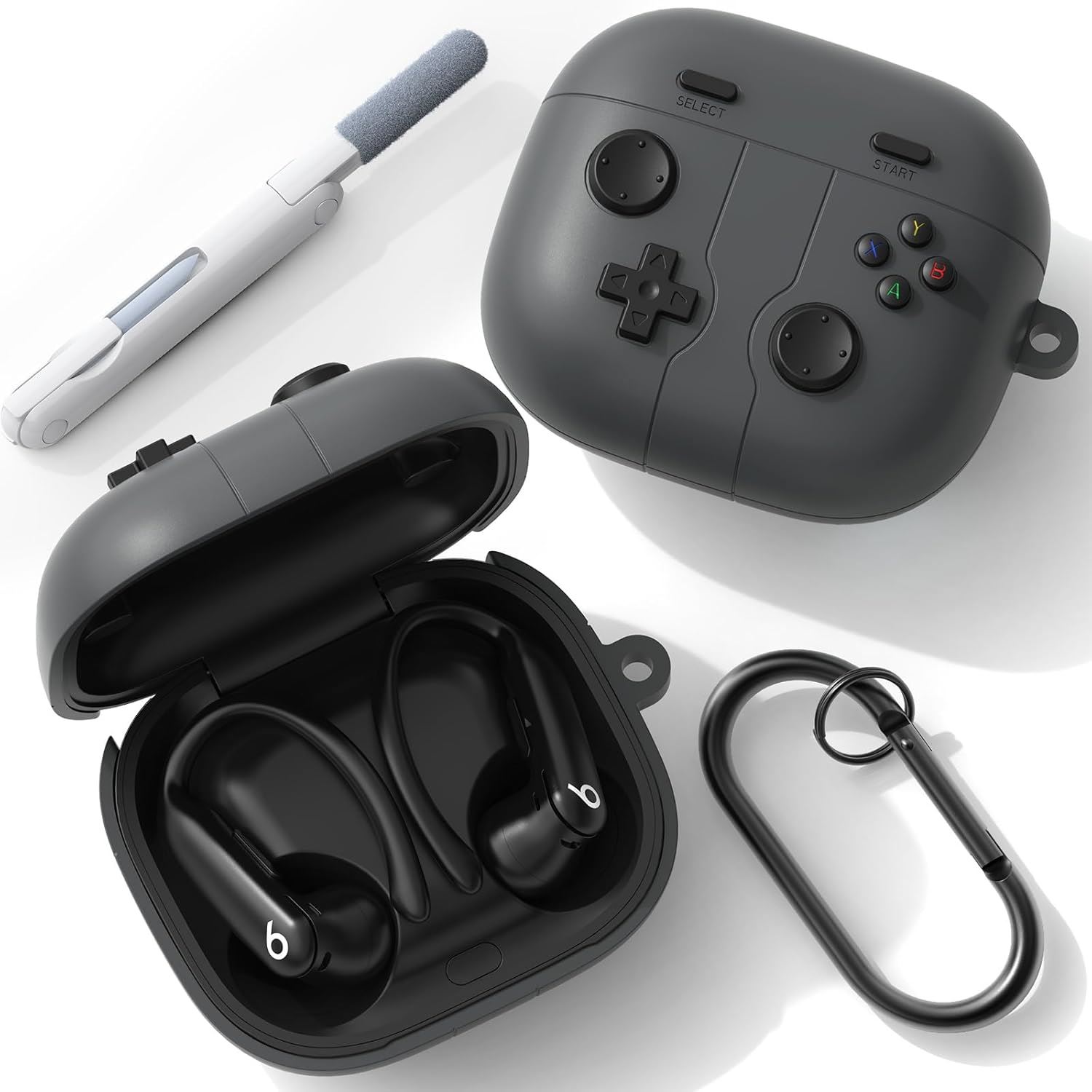 RFUNGUANGO Funda de Silicona para Beats Powerbeats Pro 2 (2025) – Case Gamer Antigolpes con Llavero
