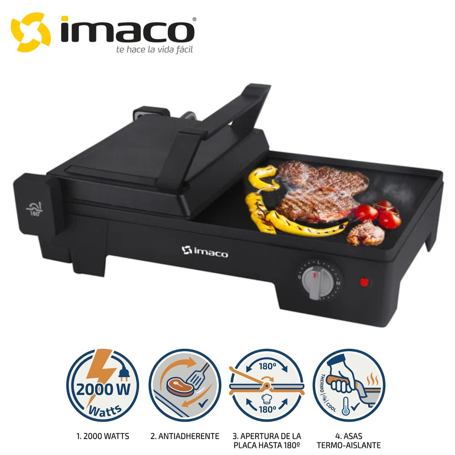 Parrilla grill Imaco IG1016E 2 en 1 extendible hasta 180 Grados