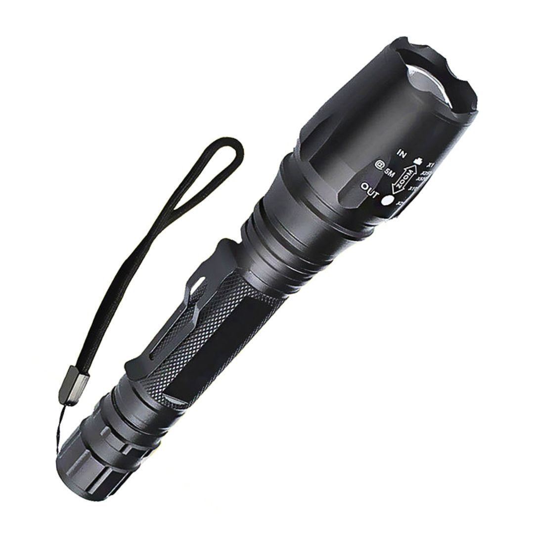 Linterna Táctica Bossney LED T6 con Zoom y Señalizador de Emergencia