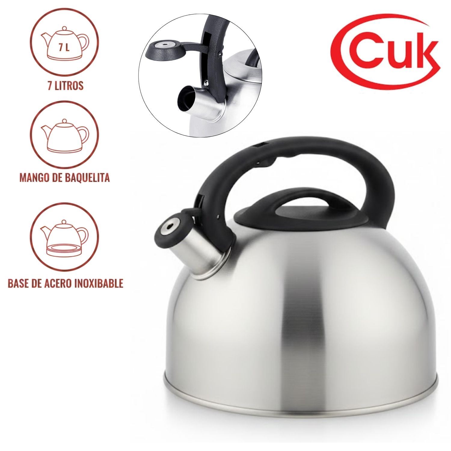 Tetera CUK Waliq de Acero 07 Litros Tapa con silbato