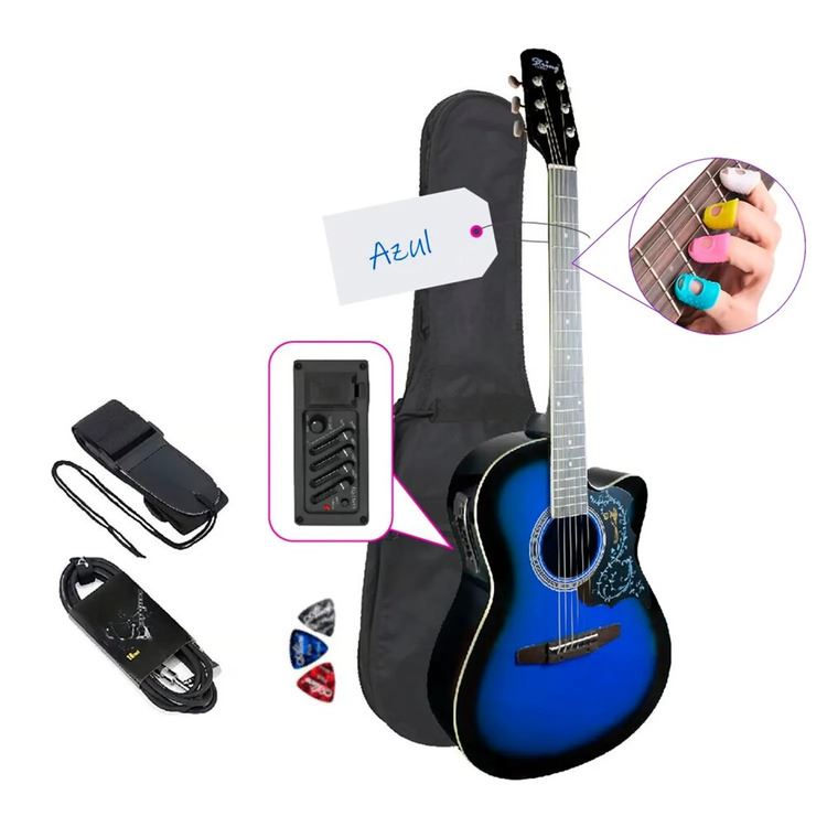 GUITARRA ELECTROACUSTICA METAL AZUL