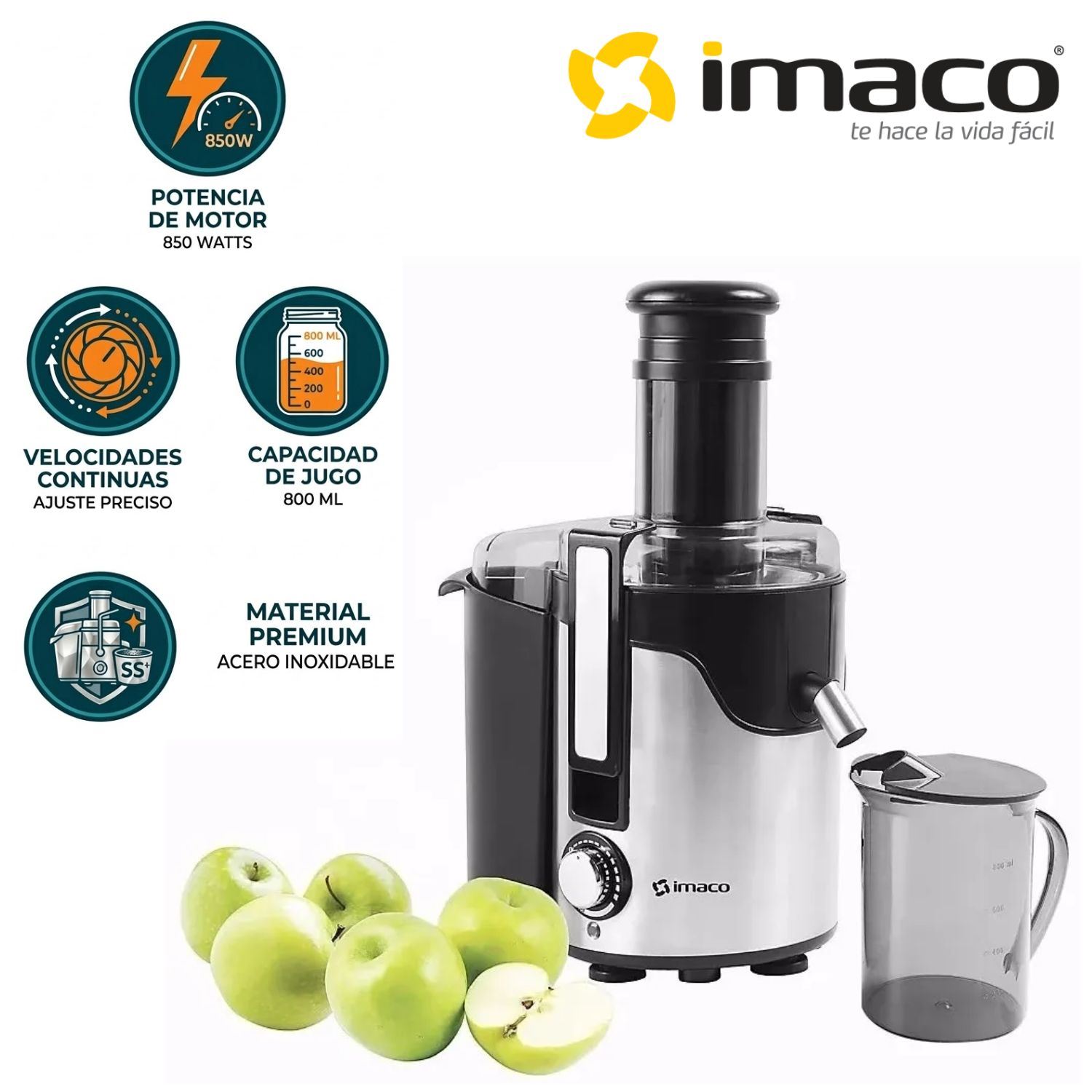 Extractor de Fruta Entera Imaco JE850FC 850w Acero