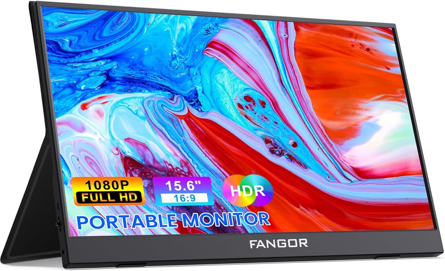 FANGOR Monitor portátil, monitor externo de 15.6'' con cubierta y altavoces FHD 1080P USB-C HDMI