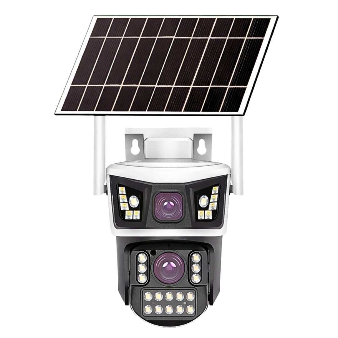Cámara de Seguridad Solar 4G PTZ 360° Full HD con Chip SIM Doble Lente Zoom 16X Audio y Sirena