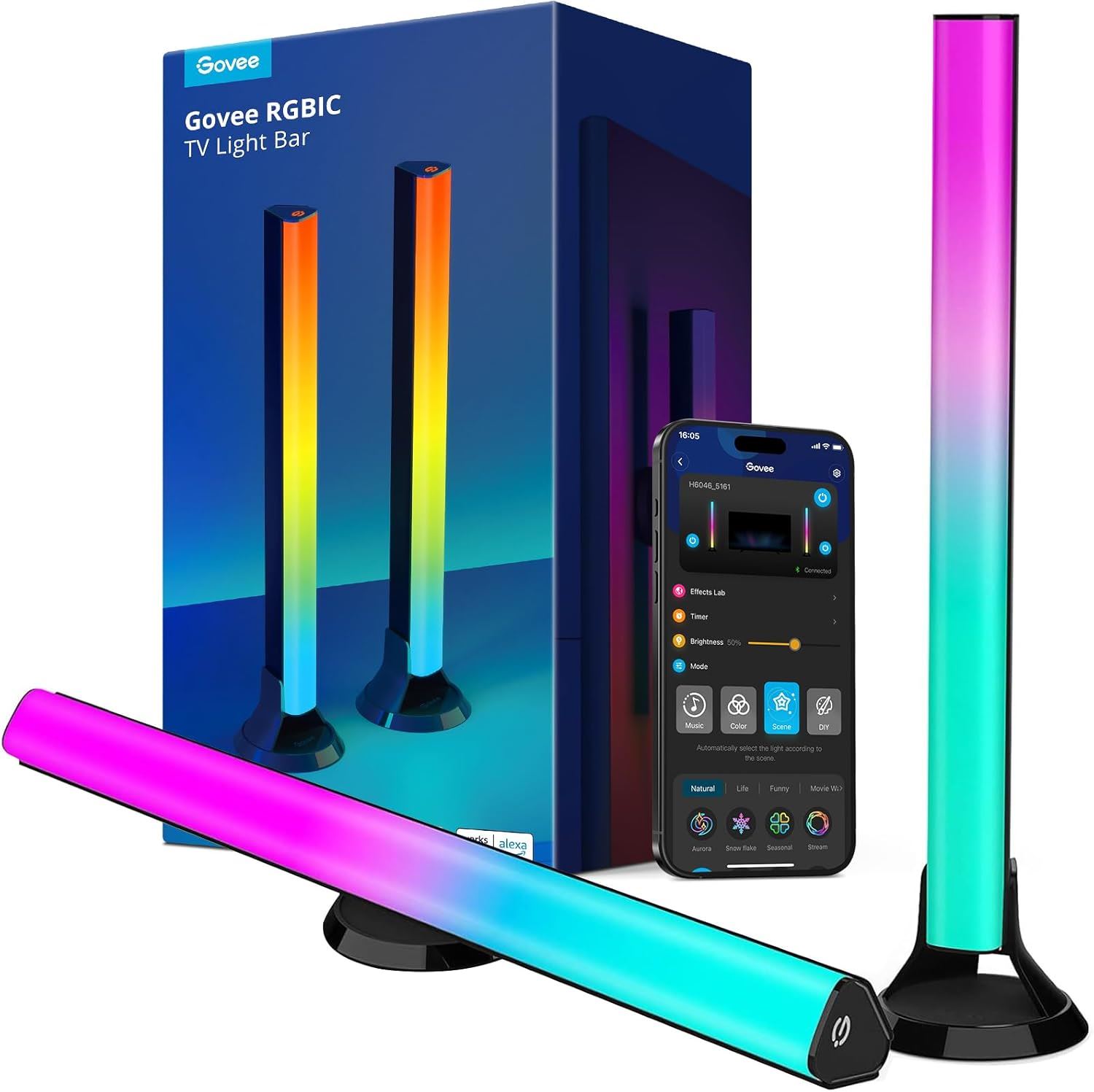 Govee Barras De Luz RGBIC Smart TV WiFi Alexa Google 15" para TV adecuada para televisores de 45 a 70 pulgadas
