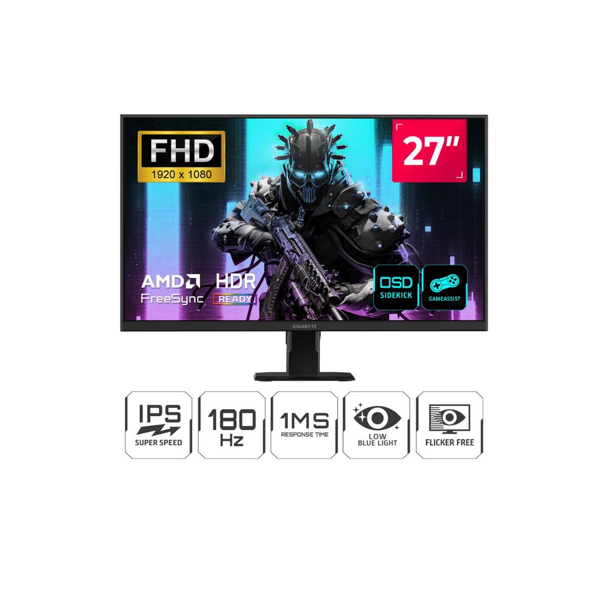 MONITOR GIGABYTE GS27FA 27" IPS FHD 180HZ 1MS HDMI DP FREESYNC