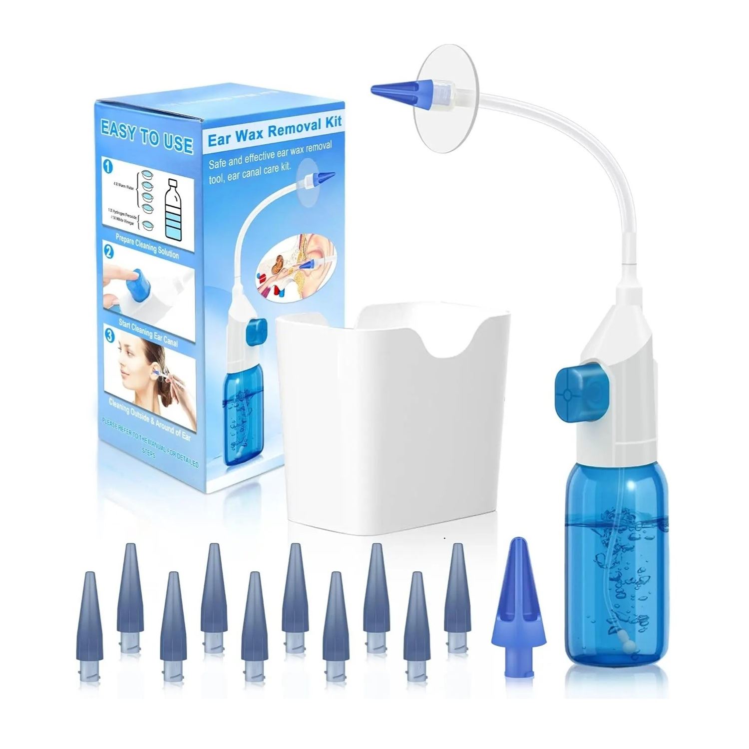 KIT LIMPIEZA DE OÍDOS CON IRRIGACIÓN MANUAL + 10 PUNTAS SUAVES REPUESTO GENIEKA