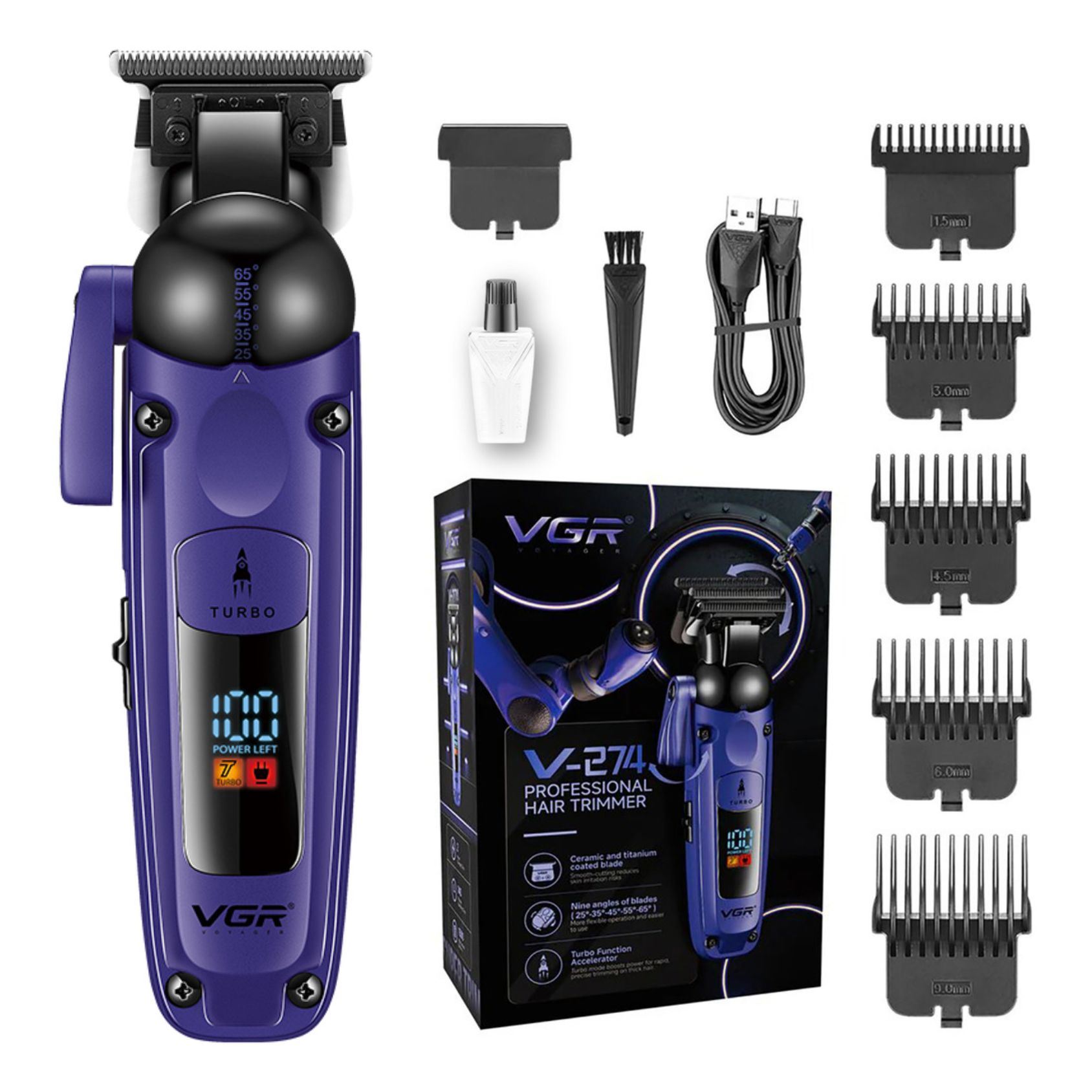 Cortadora De Cabello Profesional Turbo 7000 RPM Recargable USB-C Con LED