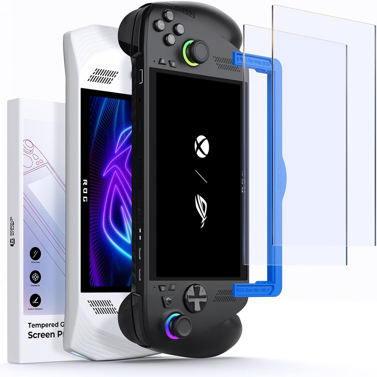 Protector de Pantalla JSAUX para ROG Ally / Ally X / Xbox Ally (2025) – Vidrio Templado Mate 9H Antirreflejo 7” con Marco Guía (2-Pack)