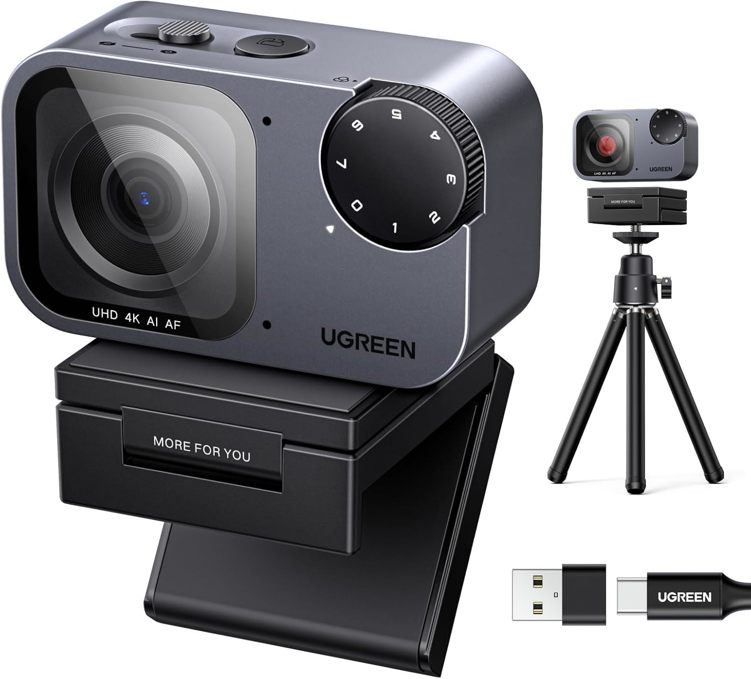 UGREEN Cámara web FineCam Pro 4K con sensor de 1/2" para PC/Mac | AI Noise-Canceling Mic