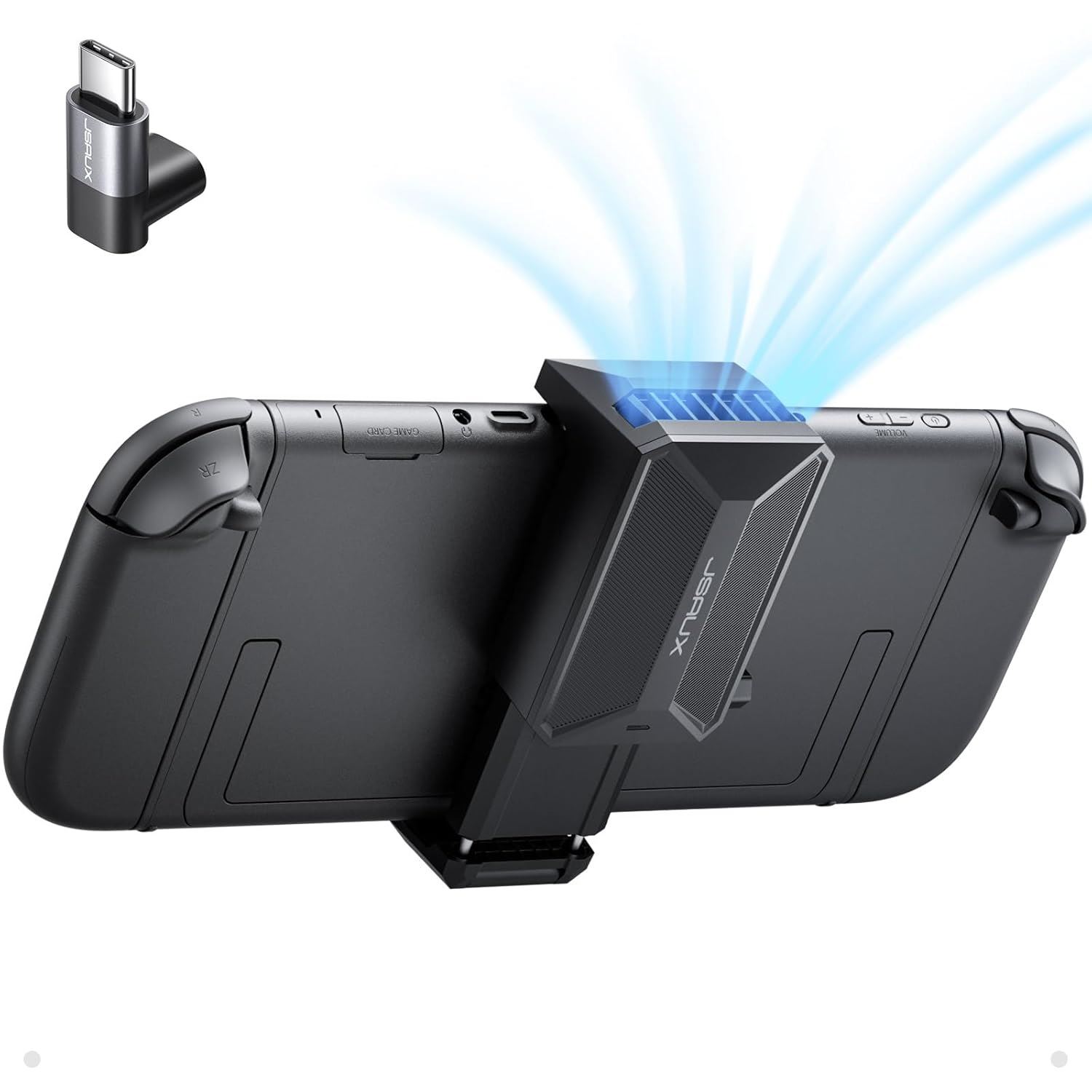 JSAUX Ventilador de Refrigeración para Switch 2 (2025) con Velocidad Ajustable Continua, Cooler para Mejorar Rendimiento y Batería GP0201A Negro