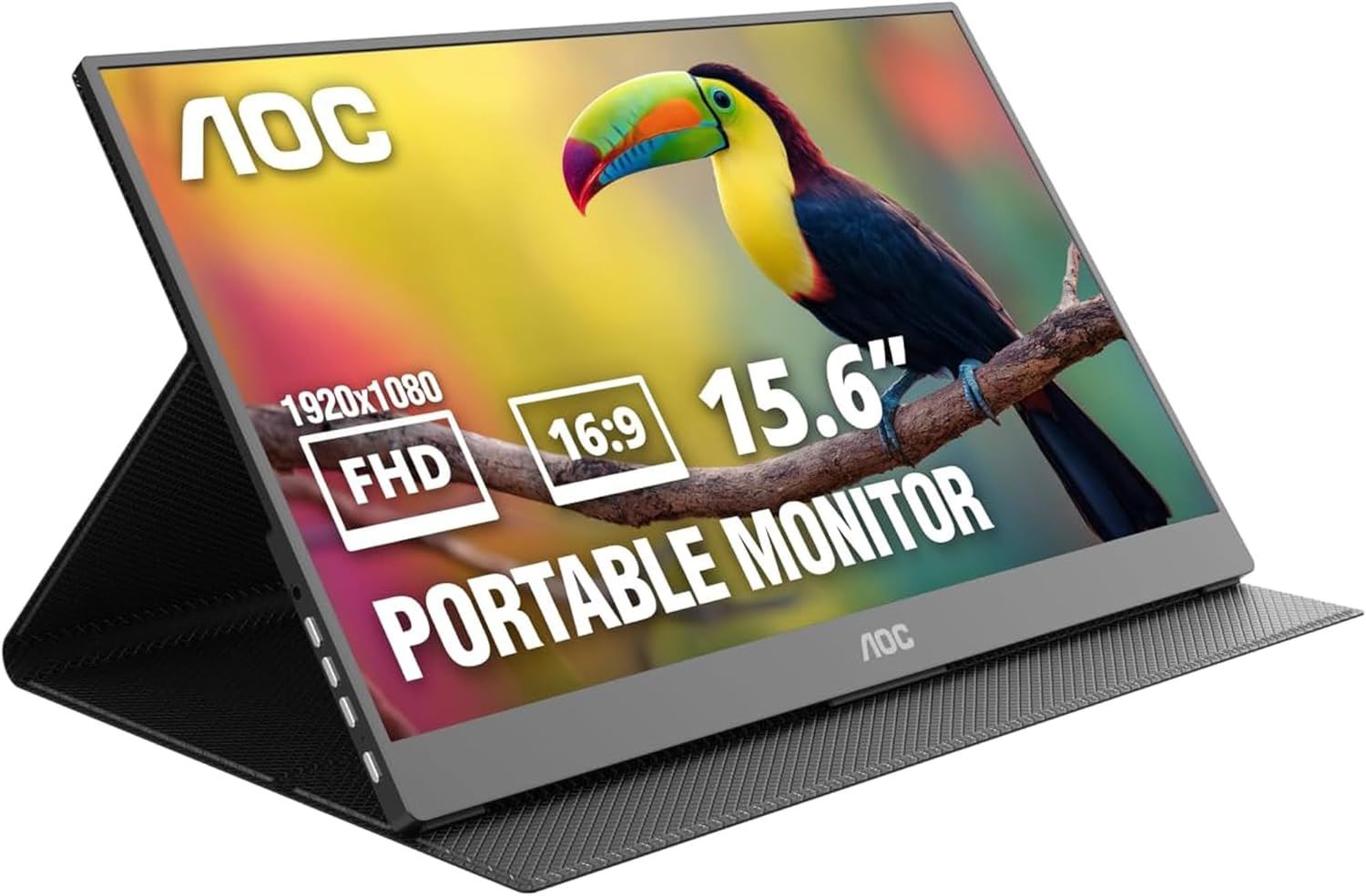 AOC Monitor Portátil 15.6" Full HD IPS 1080p USB-C Mini HDMI con Altavoces y Funda Inteligente