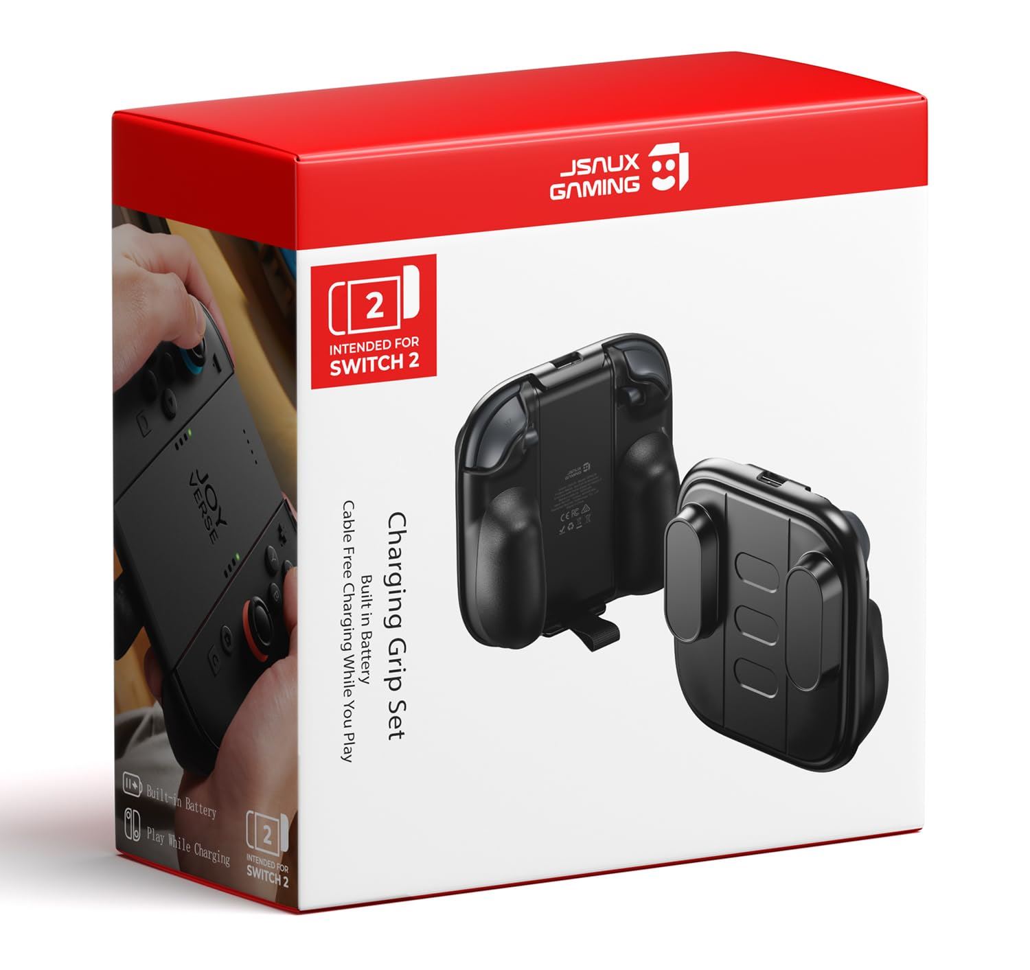 JSAUX Charging Grip para Nintendo Switch 2 con Batería Integrada y Carga Mientras Juegas
