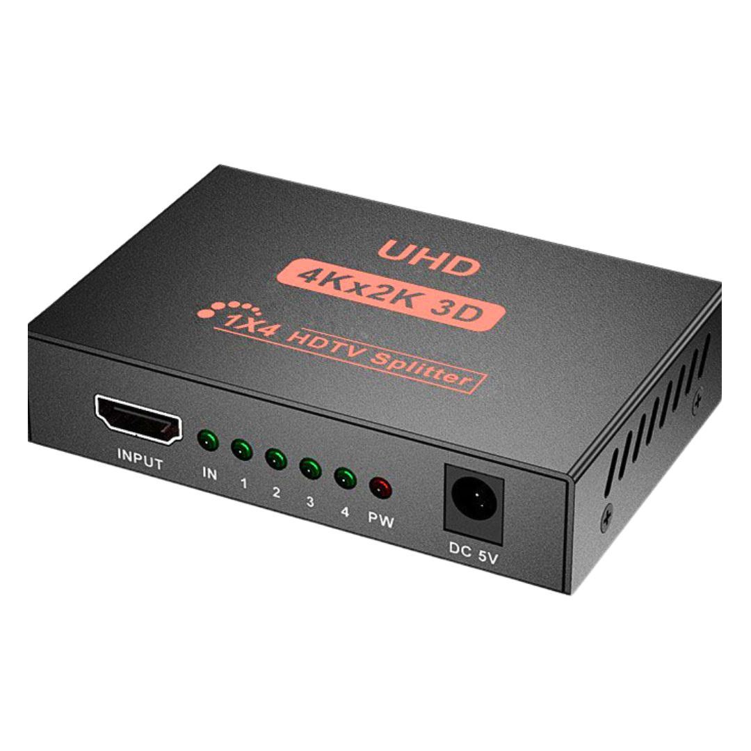 Splitter HDMI 1x4 4K UHD 30Hz para Duplicar Señal a 4 Pantallas Plug & Play Divisor HDMI
