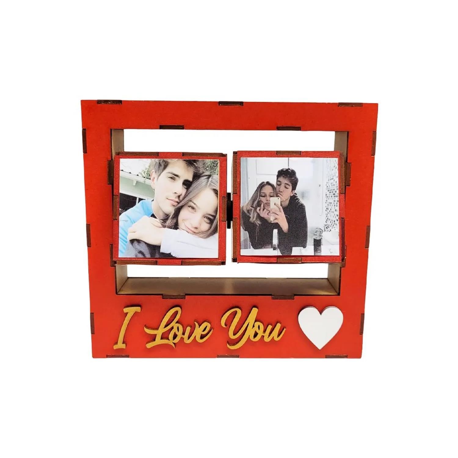 Cubo Doble Porta-Fotos - Rojo