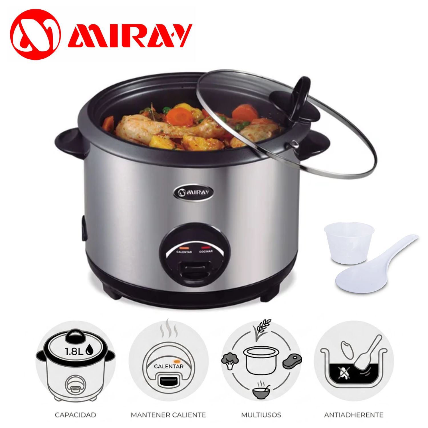 Olla Arrocera Miray OM-T342 1.8 Litros – Silver