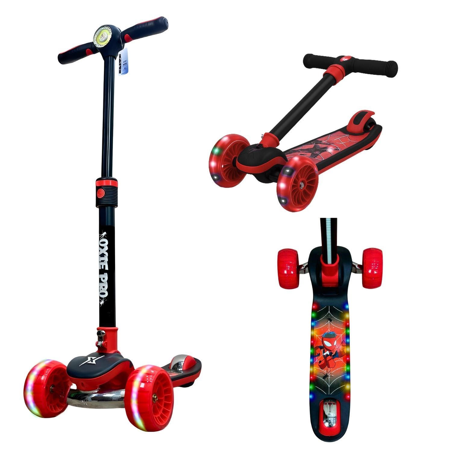 Scooter Niños Plegable 3 Ruedas Luces LED Bluetooth Soporta 120kg Ajustable 30 Niveles 3 a 15 Años