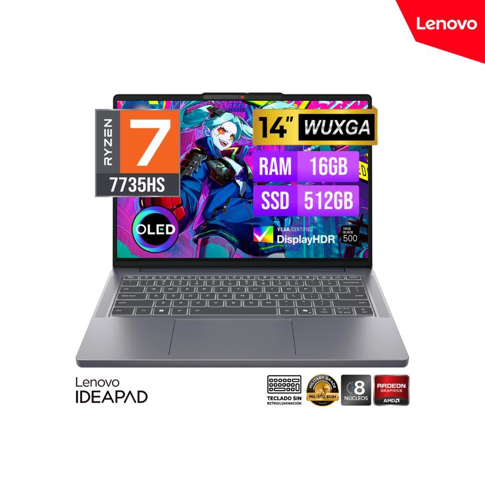 Laptop Lenovo IdeaPad Slim 3 14ARP10 14" WUXGA OLED Ryzen 7 7735HS 16GB DDR5  512GB SSD M.2  Freedos