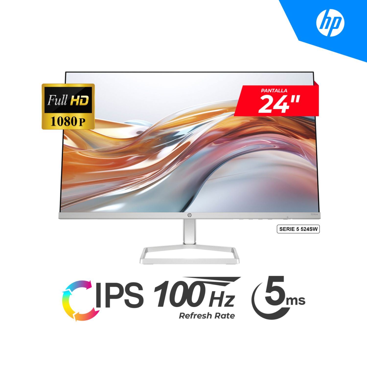 MONITOR HP SERIE 5 524SW 24" IPS FHD 1920 x 1080 HDMI VGA 5MS 100HZ BLANCO