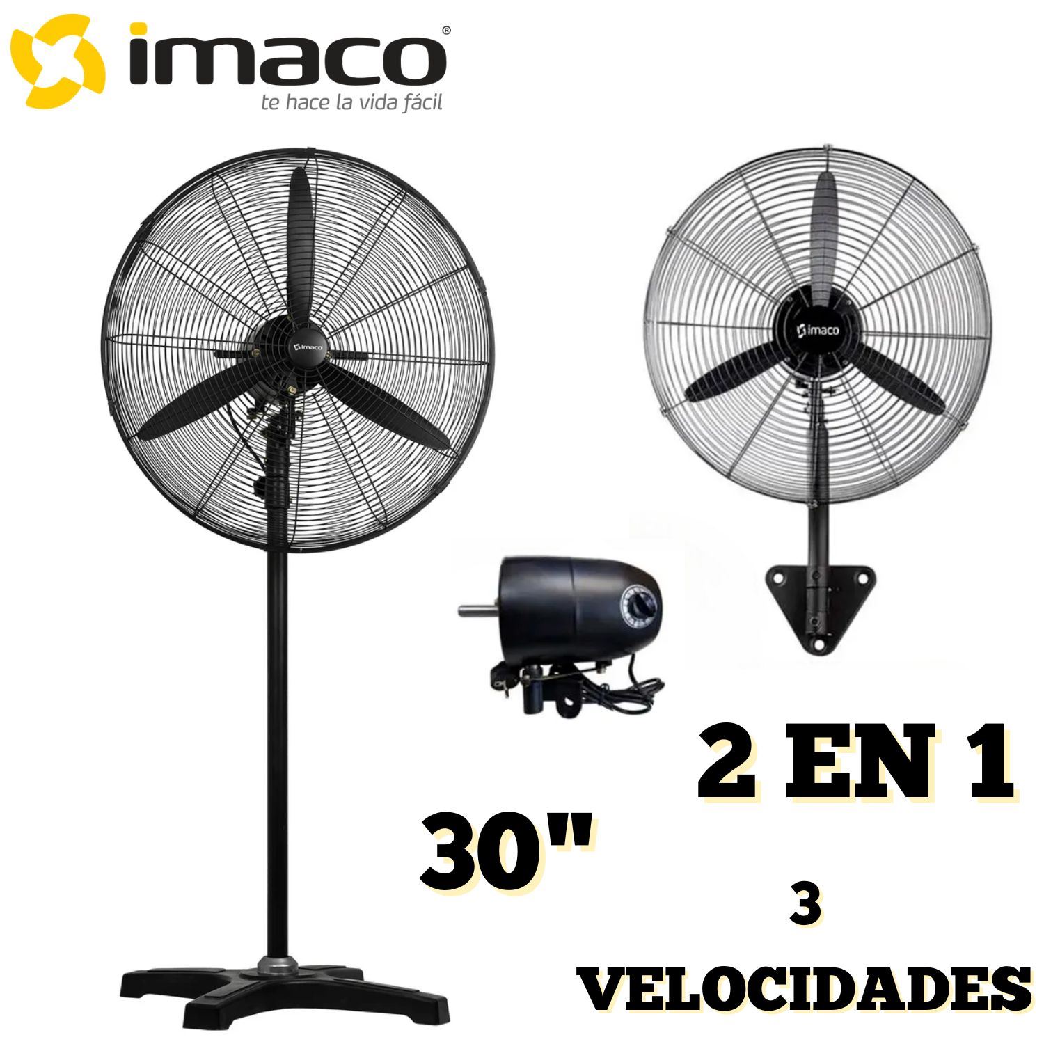 Ventilador Industrial Imaco FS30240 30 pulgadas 240 watts Pedestal o Pared