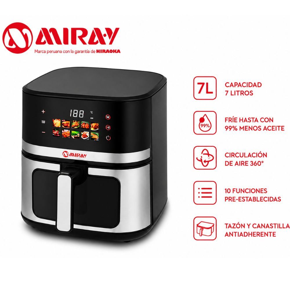 Olla Freidora Digital Miray OFM-118 7 Litros con ventana visora