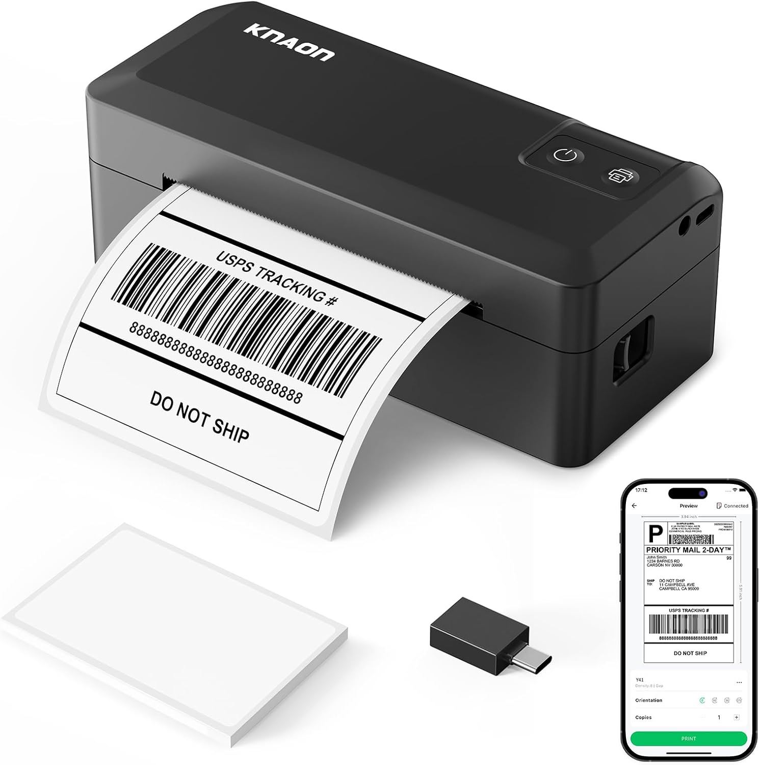 Impresora Térmica de Etiquetas KNAON Bluetooth 4x6 Portátil para Envíos Compatible con iPhone Android Windows Mac Chromebook