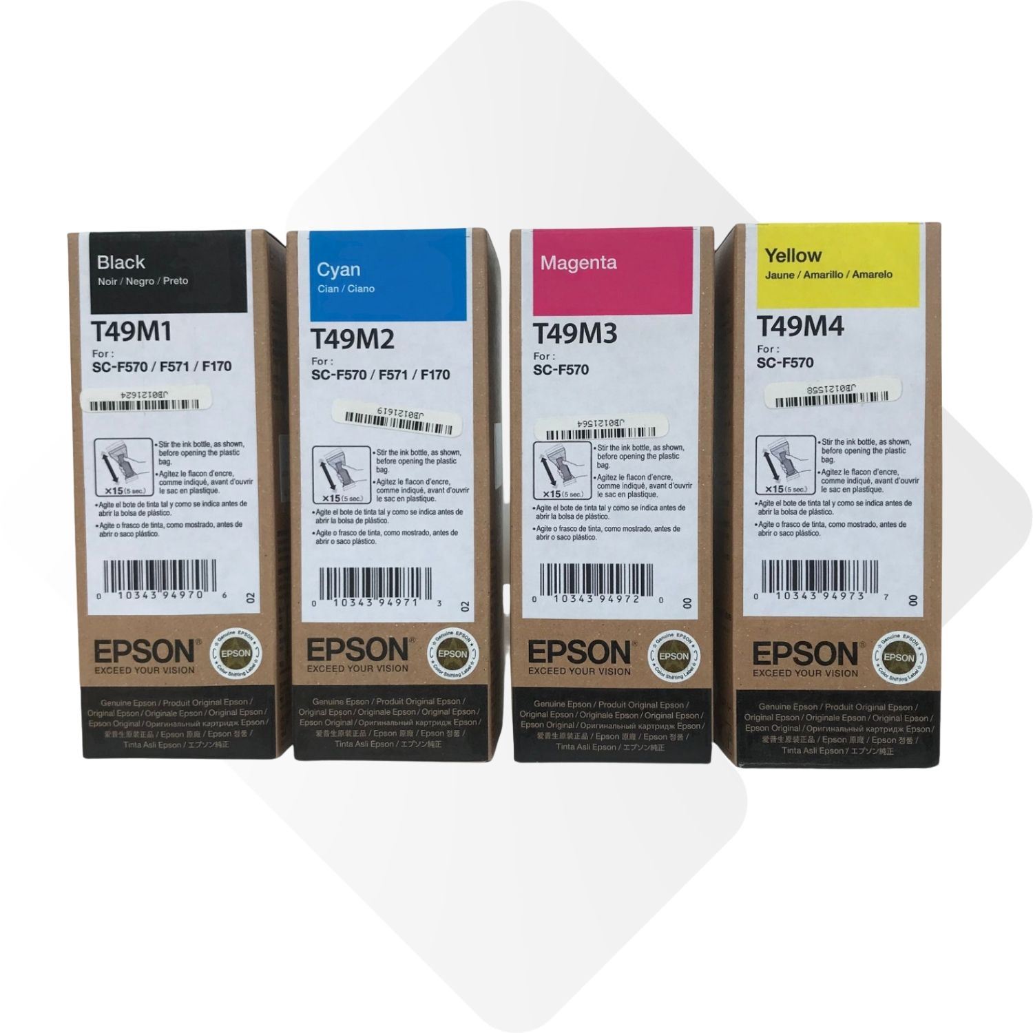 Pack de 4 Tintas Originales Epson T49M para Sublimación CMYK 140 ml