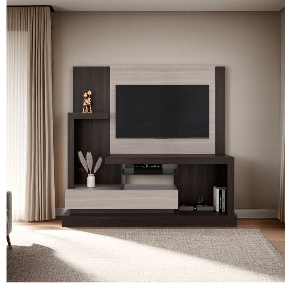 CENTRO DE ENTRETENIMIENTO TV55" 1 PUERTA ALCACERES NOGAL Y BARDOLINO 172,2X180,0X41,5 CM | TUHOME