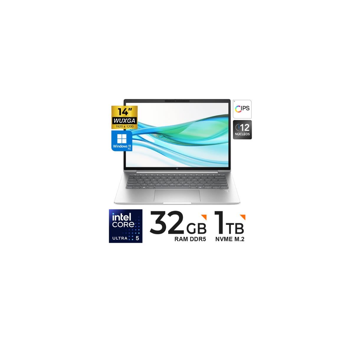 LAPTOP HP Probook 440 G11 14 WUXGA IPS CORE Ultra5 125U 32GB DDR5 5600 SSD W11Pro EMPRESARIAL