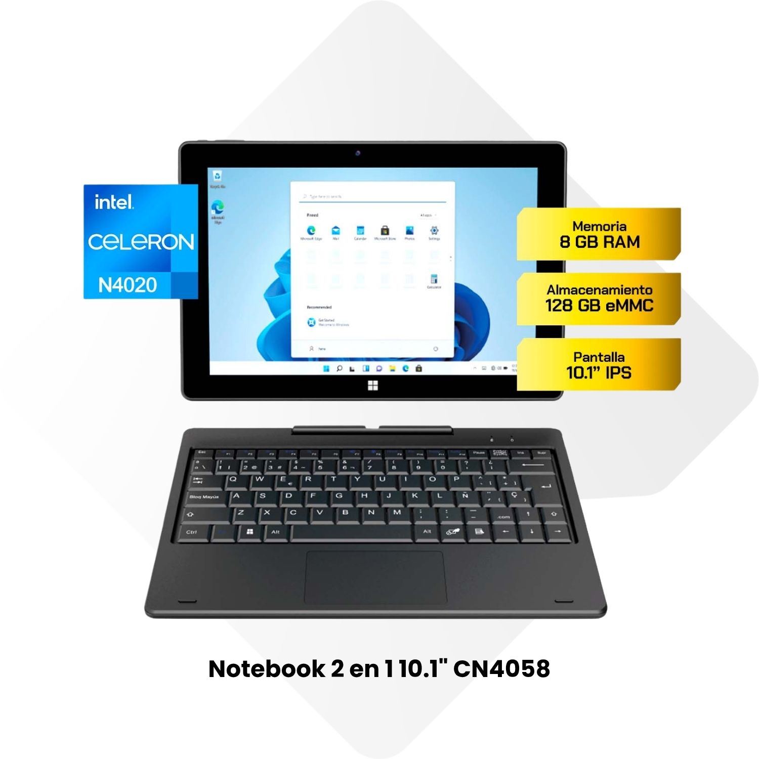 Notebook 2 en 1 Advance CN4058 10.1" Celeron 8GB 128GB Windows 11