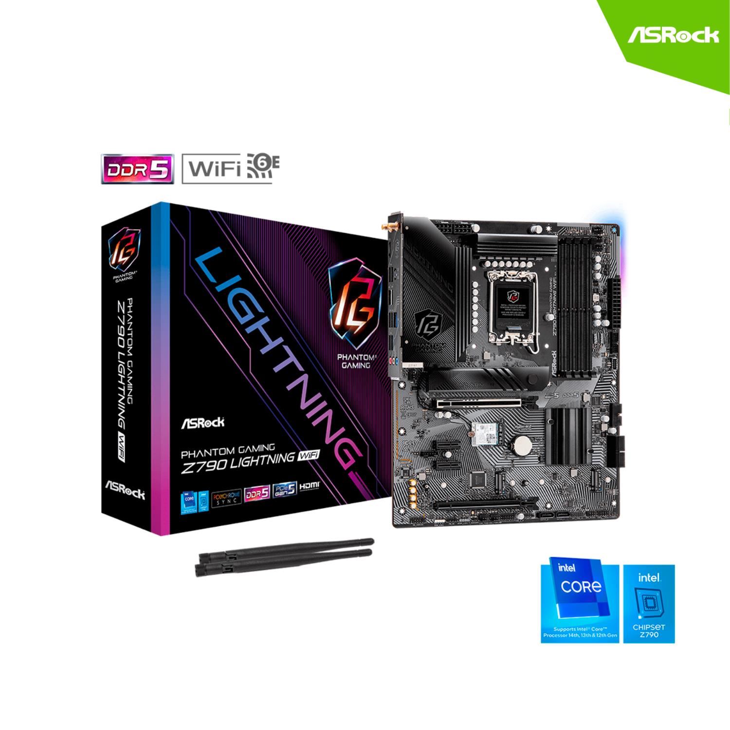 PLACA ASROCK Z790 PHANTOM GAMING LIGHTNING WIFI LGA 1700 4DDR5 PCIE GEN5 HDMI DP ATX