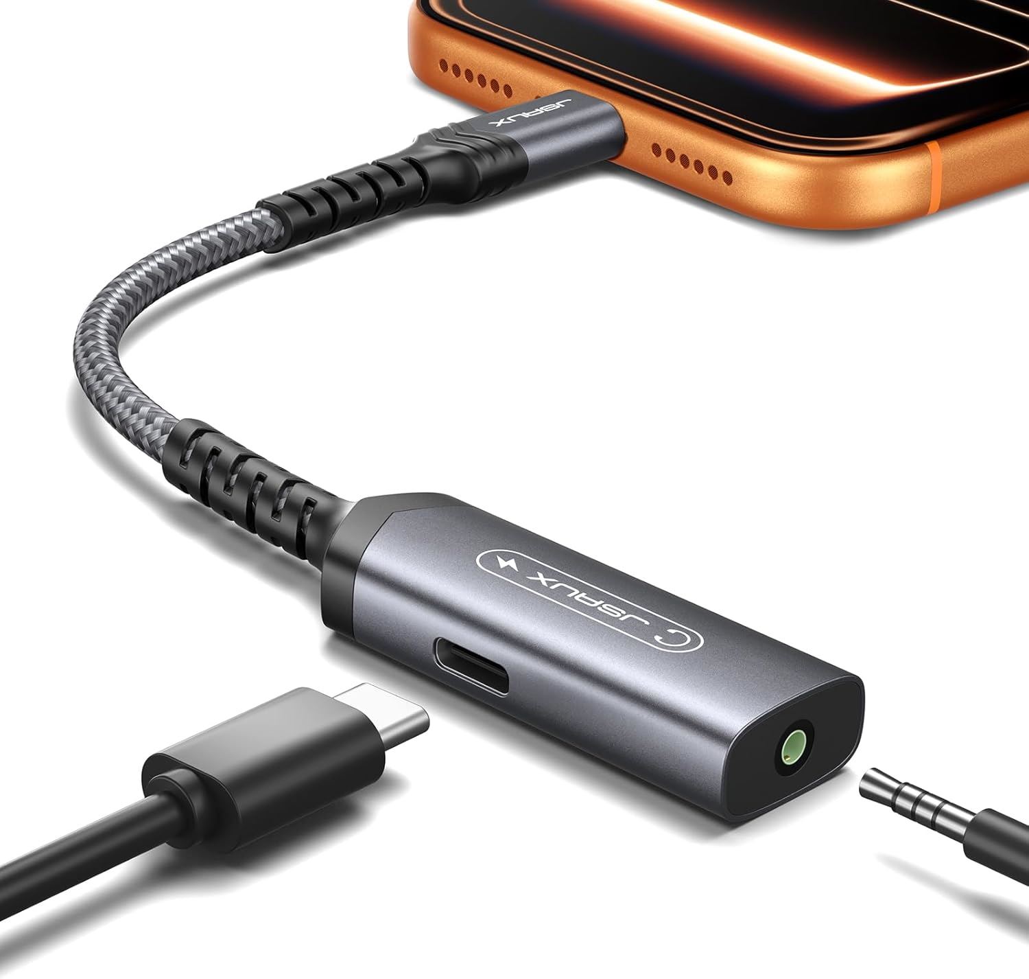 JSAUX Adaptador USB-C a Jack 3.5mm con Carga 2 en 1 Audio y Carga Rápida