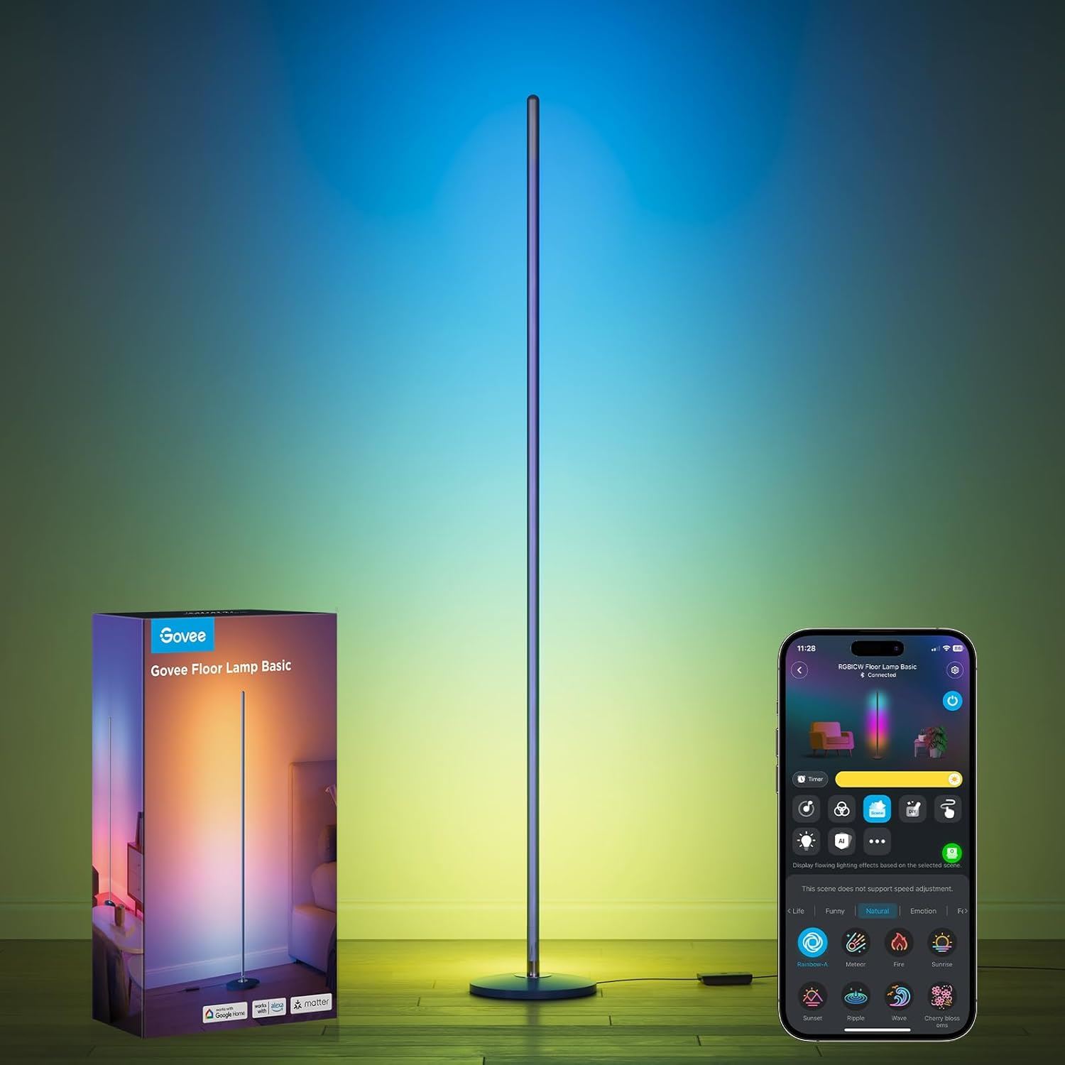 Govee Floor Lamp Basic RGBIC WiFi Matter Alexa 1000lm IA, Azul