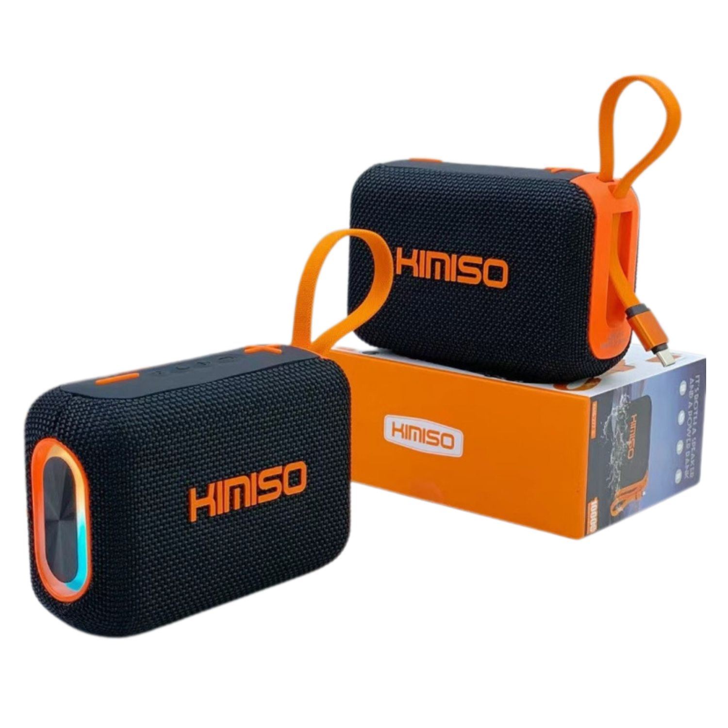 Parlante Portátil Bluetooth Kimiso KMS-277C con Power Bank 10000mAh, Luces RGB y Resistencia al Agua IPX4