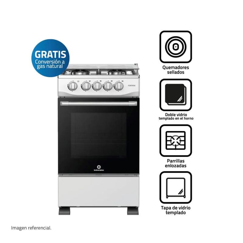 Cocina a Gas Indurama Fontana 20" 4 Hornillas Gris